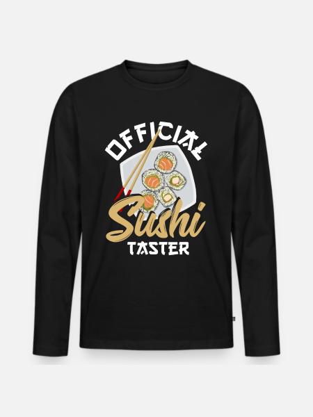 Dégustateur officiel de sushis Sushi Riz Fish Sashimi - T-shirt manches longues Premium bio Homme - noir