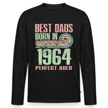 The best fathers were born in 1964, 59 years old, - Men's Premium Organic Long Sleeve Shirt - black - Front - Nico (187cm)