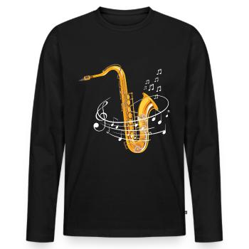 Saxophonist Colorful Music Notes For Saxophone Pla - Männer Premium Bio Langarmshirt - Schwarz - Vorne - Nico (187cm)