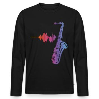 Saxophone Heartbeat/ Frequency For Saxophone Playe - Männer Premium Bio Langarmshirt - Schwarz - Vorne - Nico (187cm)