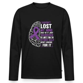 Épilepsie Ruban violet Épilepsie épileptique - T-shirt manches longues Premium bio Homme - noir - Devant - Nico (187cm)