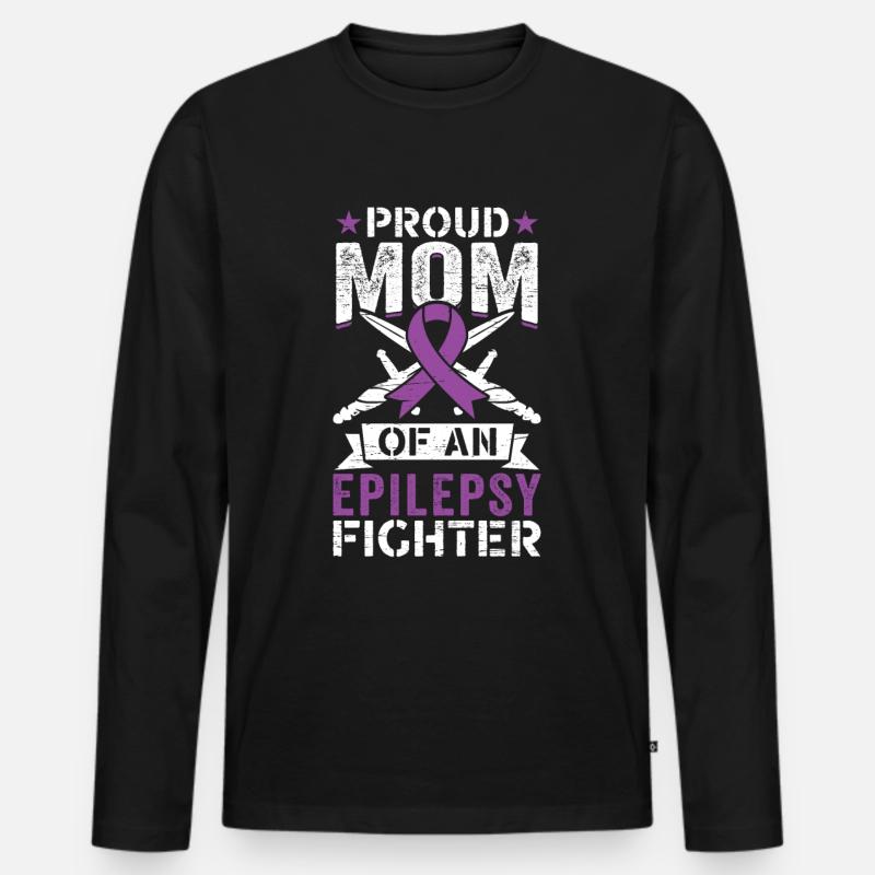 Mutter Einer Mutter Einer Epilepsie-kämpferin - Männer Premium Bio Langarmshirt - Schwarz