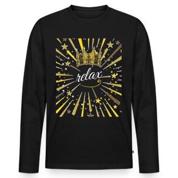 relax 1 - T-shirt manches longues Premium bio Homme - noir - Devant - Nico (187cm)