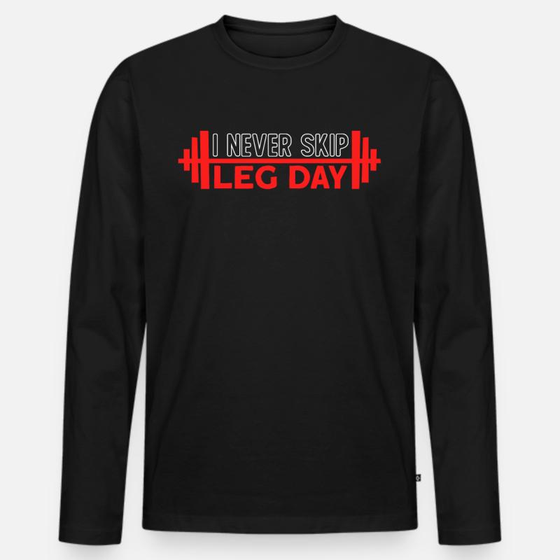 I Never Skip Leg Day - Männer Premium Bio Langarmshirt - Schwarz
