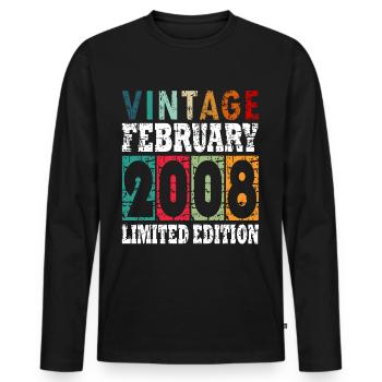 2008 Im Februar Vintage - Männer Premium Bio Langarmshirt - Schwarz - Vorne - Nico (187cm)