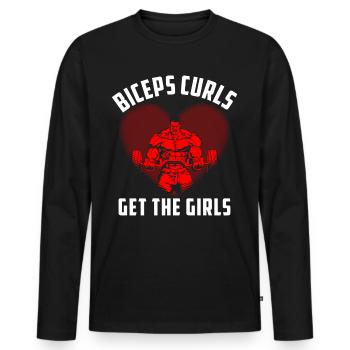 Biceps Curls Get The Girls - Männer Premium Bio Langarmshirt - Schwarz - Vorne - Nico (187cm)