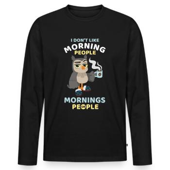 Coffee-addicted owl - Men's Premium Organic Long Sleeve Shirt - black - Front - Nico (187cm)