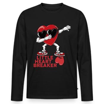 Dabbing Heart Breaker Lustige Herren Kinder Jungen - Männer Premium Bio Langarmshirt - Schwarz - Vorne - Nico (187cm)