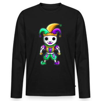 Cute Kawaii Jester With Mask For Mardi Gras - Men's Premium Organic Long Sleeve Shirt - black - Front - Nico (187cm)
