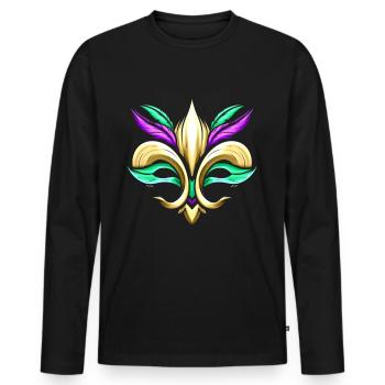 Combinaison de masque et fleur de lis pour Mardi - T-shirt manches longues Premium bio Homme - noir - Devant - Nico (187cm)