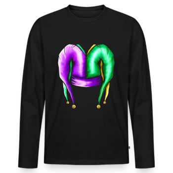 Chapeau de bouffon pour Mardi Gras - T-shirt manches longues Premium bio Homme - noir - Devant - Nico (187cm)