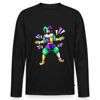 Jester Costume For Mardi Gras - Men's Premium Organic Long Sleeve Shirt - black - Front - Nico (187cm)