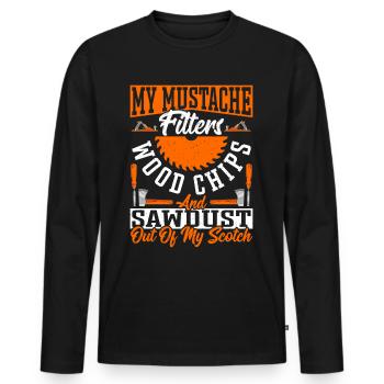 Mes filtres à moustache Copeaux de bois & sciure de bois Scotch - T-shirt manches longues Premium bio Homme - noir - Devant - Nico (187cm)