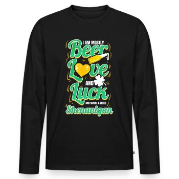 Beer Love And Luck And Shenanigan On St Patricks - Männer Premium Bio Langarmshirt - Schwarz - Vorne - Nico (187cm)