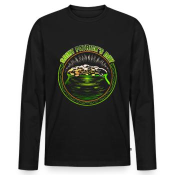 Pot Of Gold Logo For St Patricks Day - Männer Premium Bio Langarmshirt - Schwarz - Vorne - Nico (187cm)