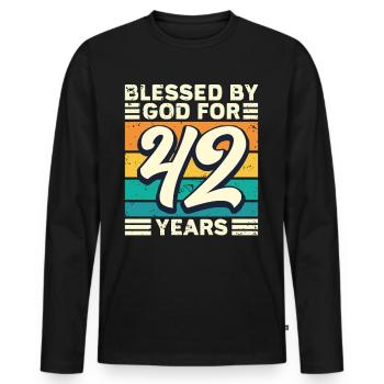 42 années de cadeaux d’anniversaire drôle de dicton - T-shirt manches longues Premium bio Homme - noir - Devant - Nico (187cm)