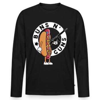Cool hot dog design for men, women, boys - Men's Premium Organic Long Sleeve Shirt - black - Front - Nico (187cm)