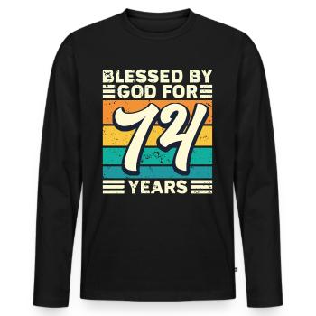 74 années de cadeaux d’anniversaire drôle de dicton - T-shirt manches longues Premium bio Homme - noir - Devant - Nico (187cm)