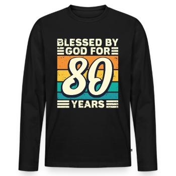 80 années de cadeaux d’anniversaire drôle de dicton - T-shirt manches longues Premium bio Homme - noir - Devant - Nico (187cm)