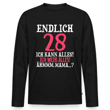 Endlich 28 Ich Kann Alles Ich Weiß Alles - Männer Premium Bio Langarmshirt - Schwarz - Vorne - Nico (187cm)