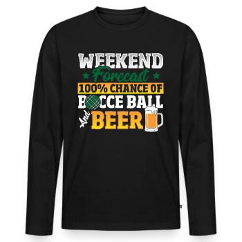 Prévisions du week-end 100% de chances de pétanque et de bière - T-shirt manches longues Premium bio Homme - noir - Devant - Nico (187cm)