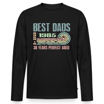 Die Besten Väter Sind 1985 Geboren, 38 Jahre Alt, - Männer Premium Bio Langarmshirt - Schwarz - Vorne - Nico (187cm)