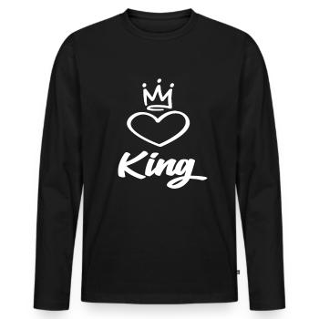 King - Men's Premium Organic Long Sleeve Shirt - black - Front - Nico (187cm)