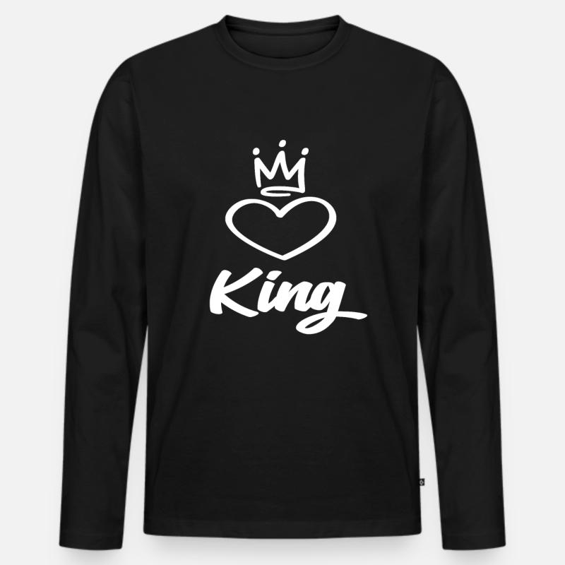 King - Männer Premium Bio Langarmshirt - Schwarz