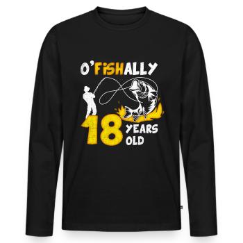 18. Geburtstag Angeln 1975 Jahrgang Fischer Angler - Männer Premium Bio Langarmshirt - Schwarz - Vorne - Nico (187cm)