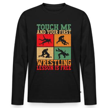 Wrestling Ringen Ringer - Männer Premium Bio Langarmshirt - Schwarz - Vorne - Nico (187cm)
