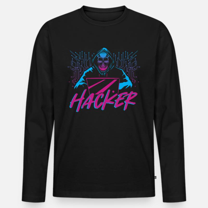 Hacker Hacking Computer Nerd Network Developer T-shirt manches longues Premium bio Homme