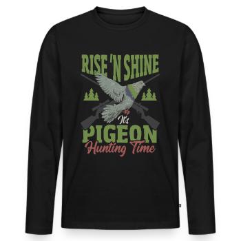 Rise 'N Shine It's Pigeon Hunting Time Pigeon - Men's Premium Organic Long Sleeve Shirt - black - Front - Nico (187cm)