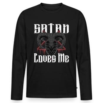 Satan Belzébuth Diable Gothique Pentagramme Mystique - T-shirt manches longues Premium bio Homme - noir - Devant - Nico (187cm)