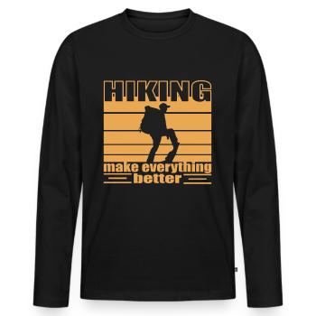 Hiking make everything better Trekking backbacking - Men's Premium Organic Long Sleeve Shirt - black - Front - Nico (187cm)