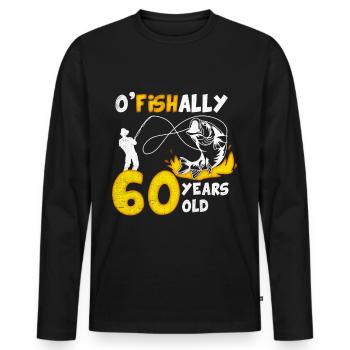 60. Geburtstag Angeln 1963 Jahrgang Fischer Angler - Männer Premium Bio Langarmshirt - Schwarz - Vorne - Nico (187cm)