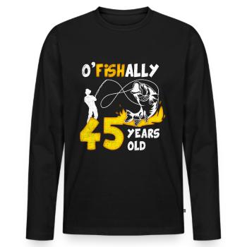 45. Geburtstag Angeln 1968 Jahrgang Fischer Angler - Männer Premium Bio Langarmshirt - Schwarz - Vorne - Nico (187cm)
