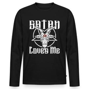 Satan Belzébuth Diable Gothique Pentagramme Mystique - T-shirt manches longues Premium bio Homme - noir - Devant - Nico (187cm)