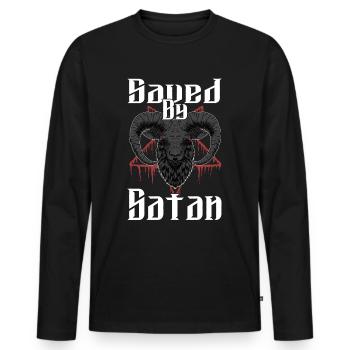 Satan Belzébuth Diable Gothique Pentagramme Mystique - T-shirt manches longues Premium bio Homme - noir - Devant - Nico (187cm)
