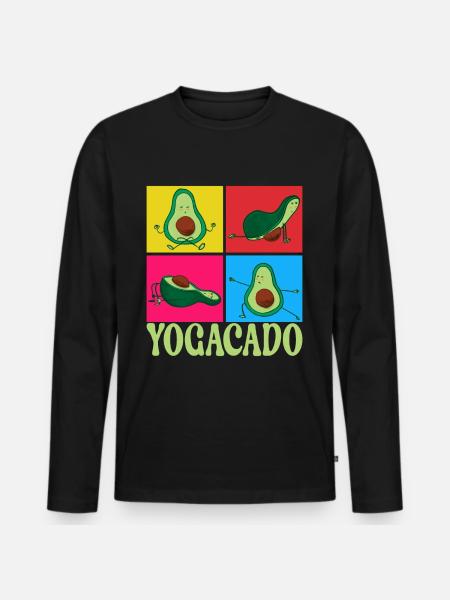 Yoga Avocado - Men's Premium Organic Long Sleeve Shirt - black