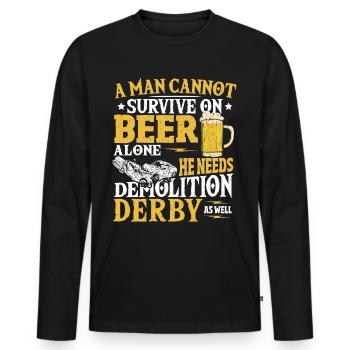A Man Cannot Survive On Beer Alone Demolition - Männer Premium Bio Langarmshirt - Schwarz - Vorne - Nico (187cm)