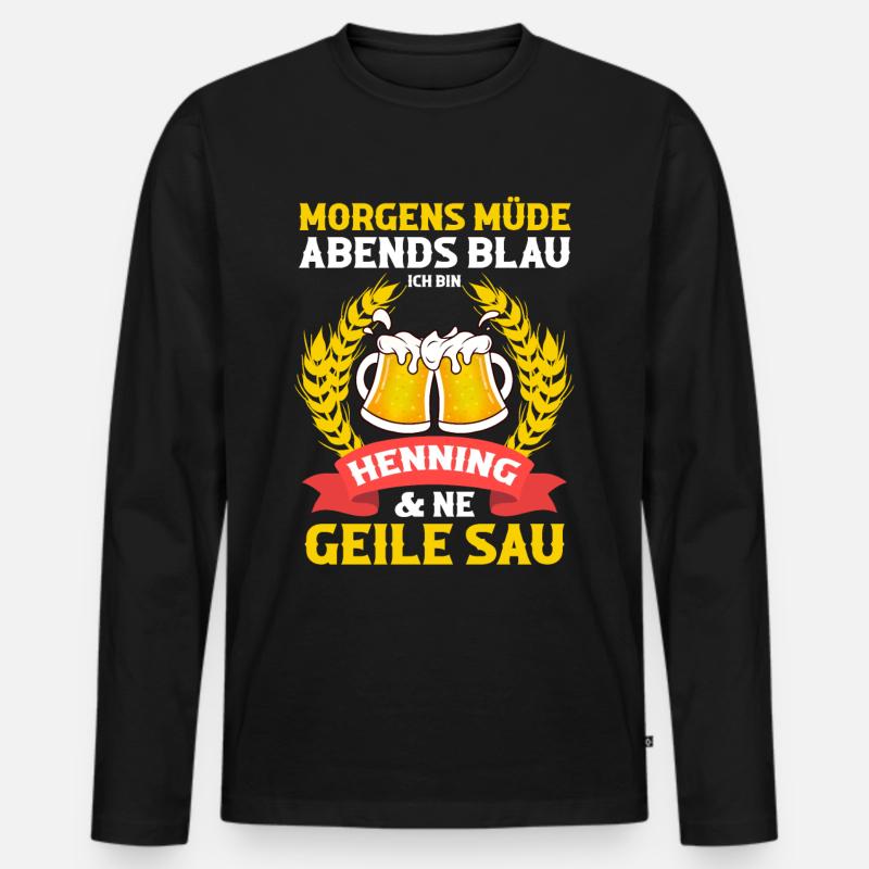Henning - Männer Premium Bio Langarmshirt - Schwarz