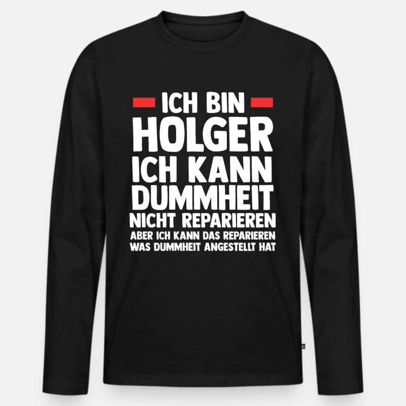 Holger - Männer Premium Bio Langarmshirt - Schwarz