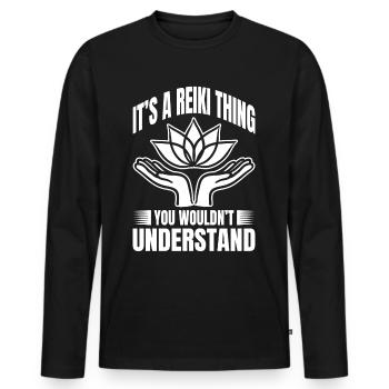 Reiki Practitioners & Reiki Master - Men's Premium Organic Long Sleeve Shirt - black - Front - Nico (187cm)