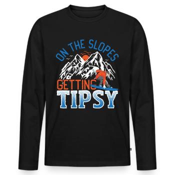 On The Slopes Getting Tipsy Snowboarding - Männer Premium Bio Langarmshirt - Schwarz - Vorne - Nico (187cm)