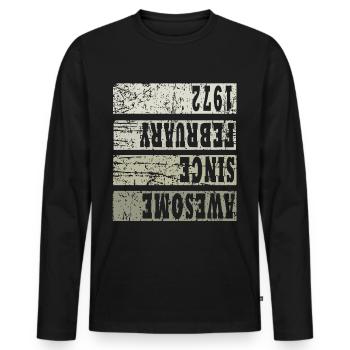 1972 En février Millésime - T-shirt manches longues Premium bio Homme - noir - Devant - Nico (187cm)