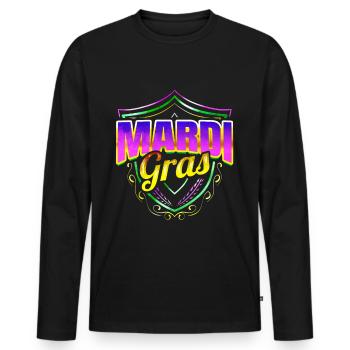 Logo Emblem Coat OF Arms For Mardi Gras - Männer Premium Bio Langarmshirt - Schwarz - Vorne - Nico (187cm)