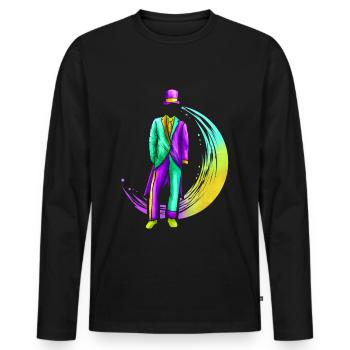 Costume d’homme avec chapeau pour Mardi Gras - T-shirt manches longues Premium bio Homme - noir - Devant - Nico (187cm)