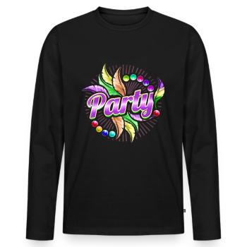 Fête, perles et plumes pour Mardi Gras - T-shirt manches longues Premium bio Homme - noir - Devant - Nico (187cm)