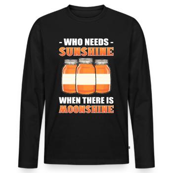 Who Needs Sunshine When There Is Moonshine - Männer Premium Bio Langarmshirt - Schwarz - Vorne - Nico (187cm)