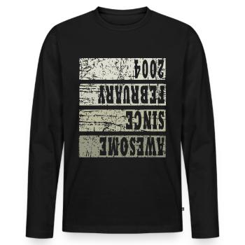 2004 En février Millésime - T-shirt manches longues Premium bio Homme - noir - Devant - Nico (187cm)